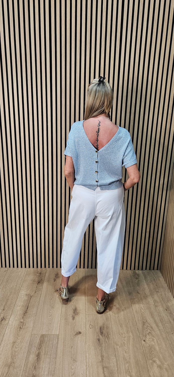 Shimmer Button Back Knit Jumper