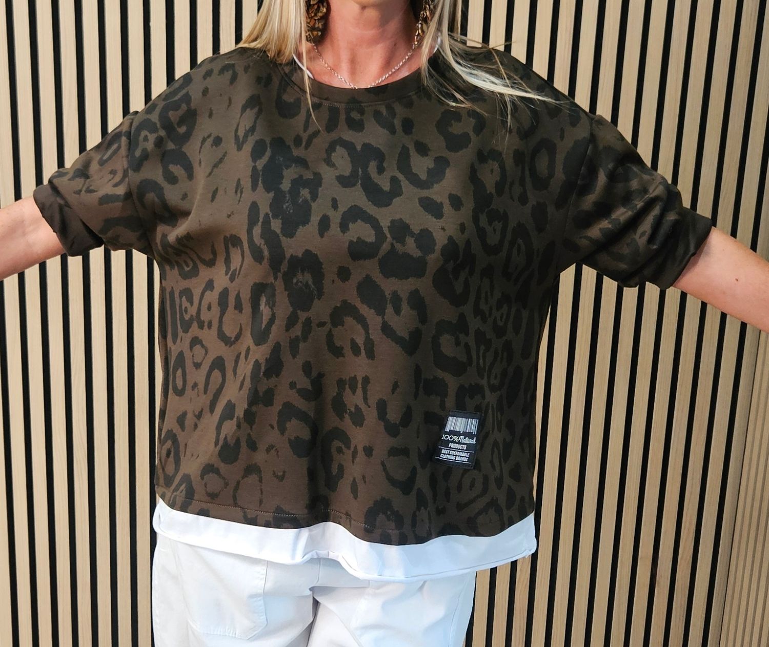 Leopard Print Layered Sweatshirt – Chocolate
