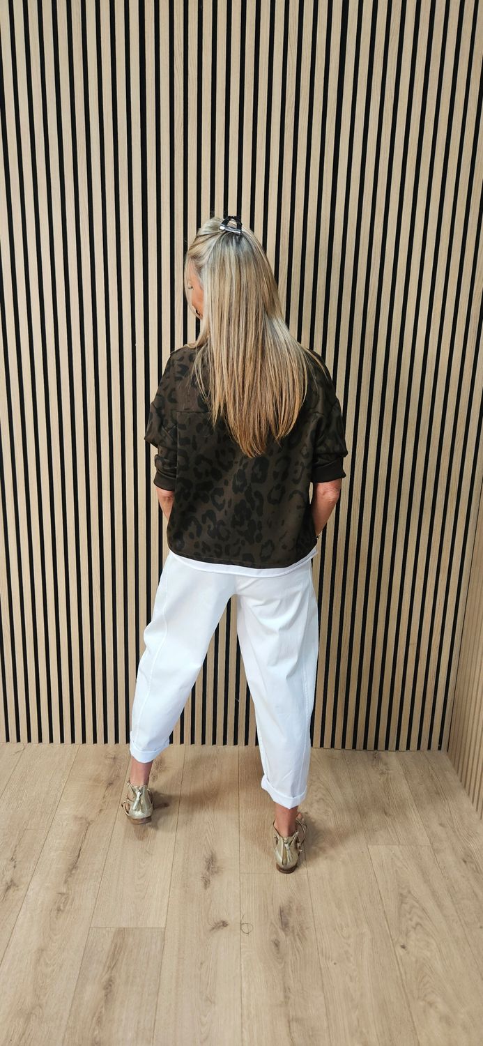 Leopard Print Layered Sweatshirt – Chocolate