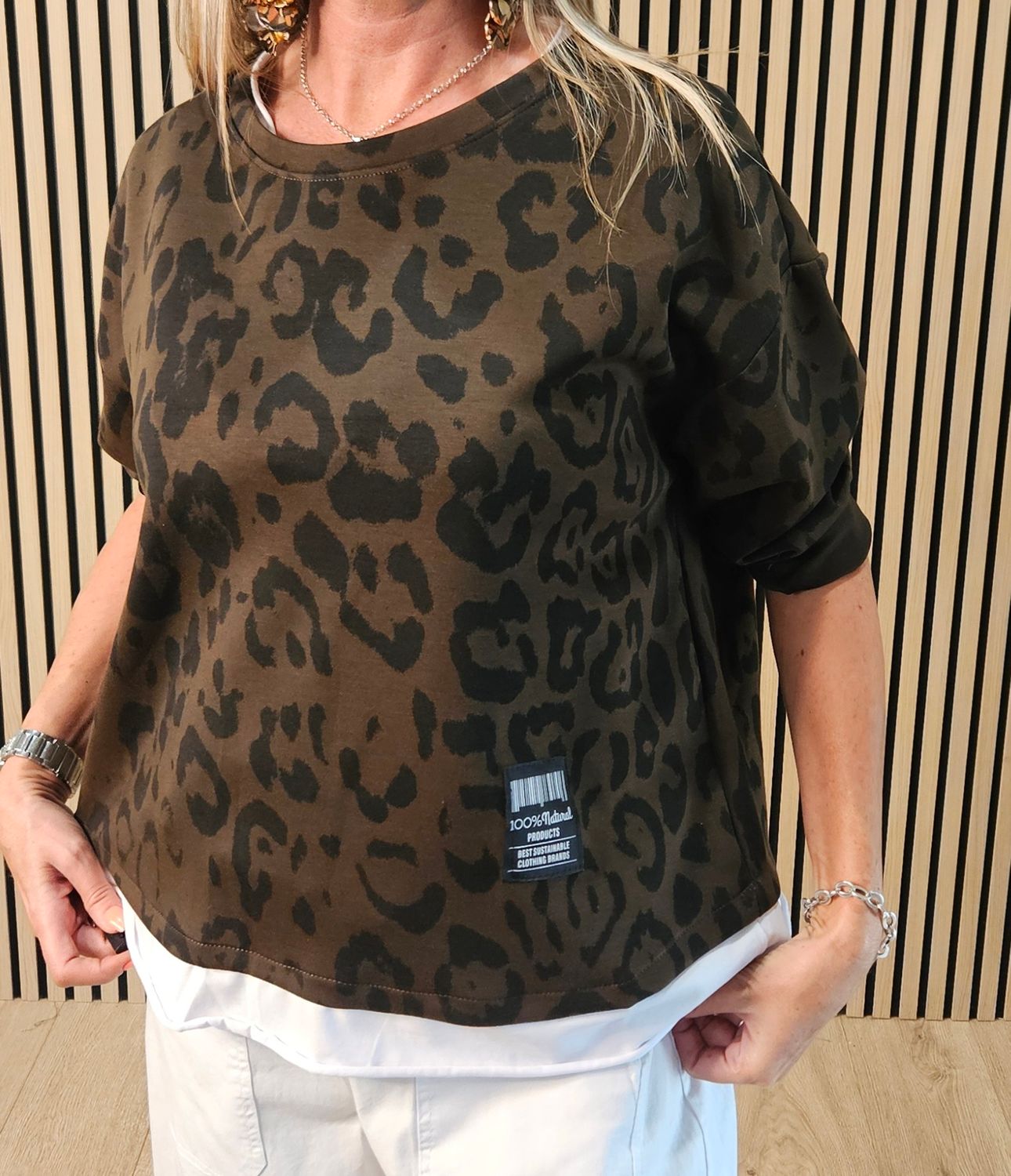 Leopard Print Layered Sweatshirt – Chocolate