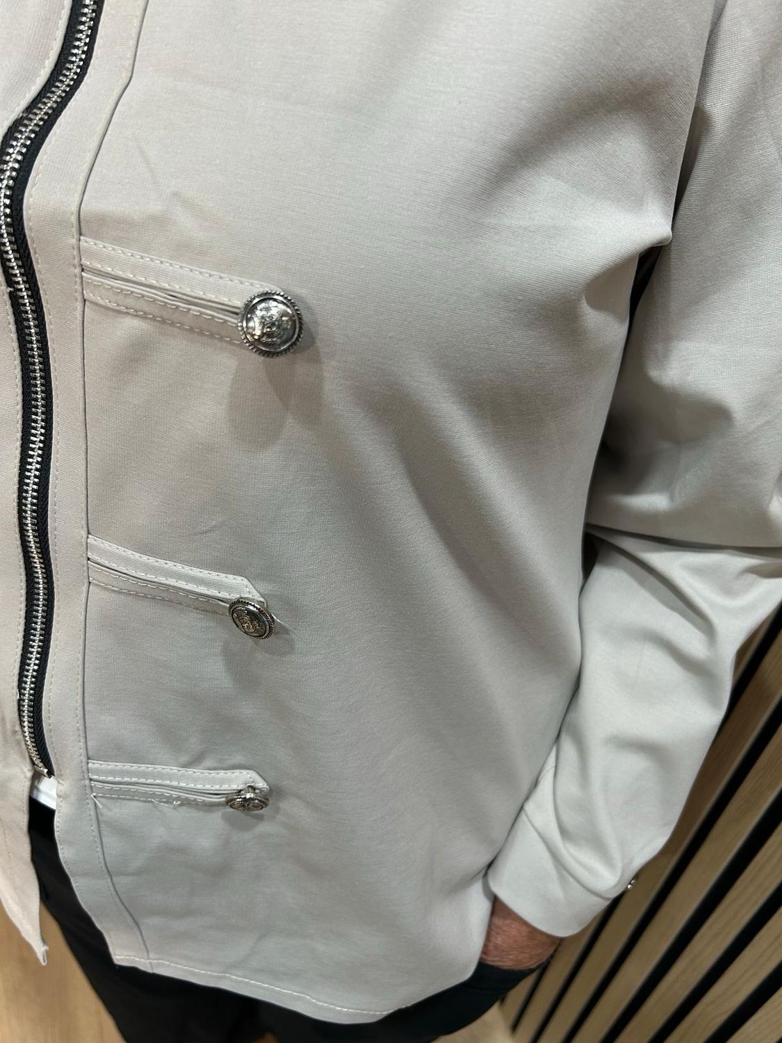 Military Style Stretch jacket - Stone