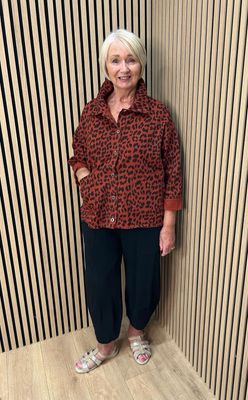 Leopard Print Stretch Jacket - Rust