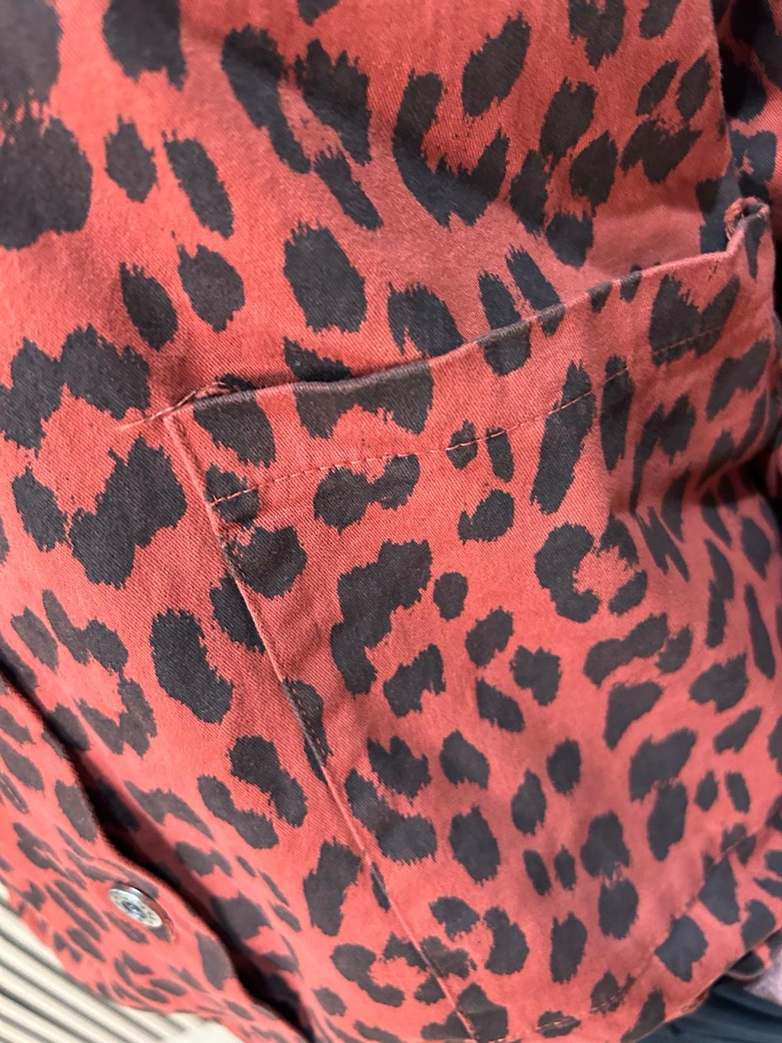 Leopard Print Stretch Jacket - Rust