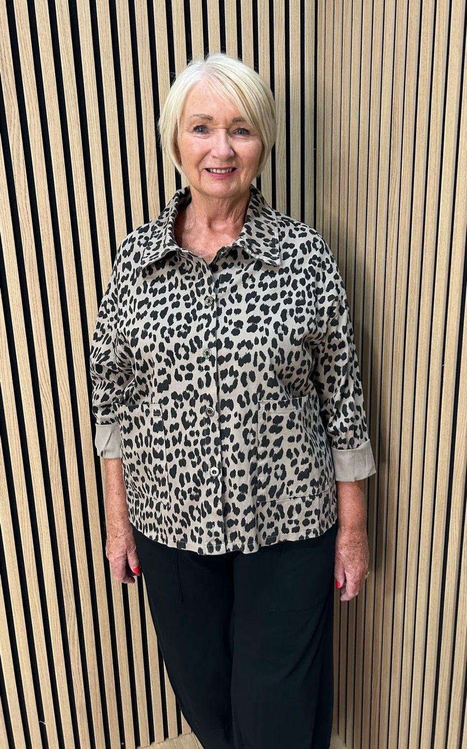 Leopard Print Stretch Jacket - Stone