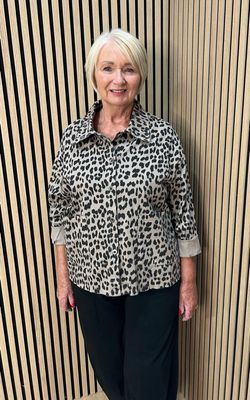 Leopard Print Stretch Jacket - Stone
