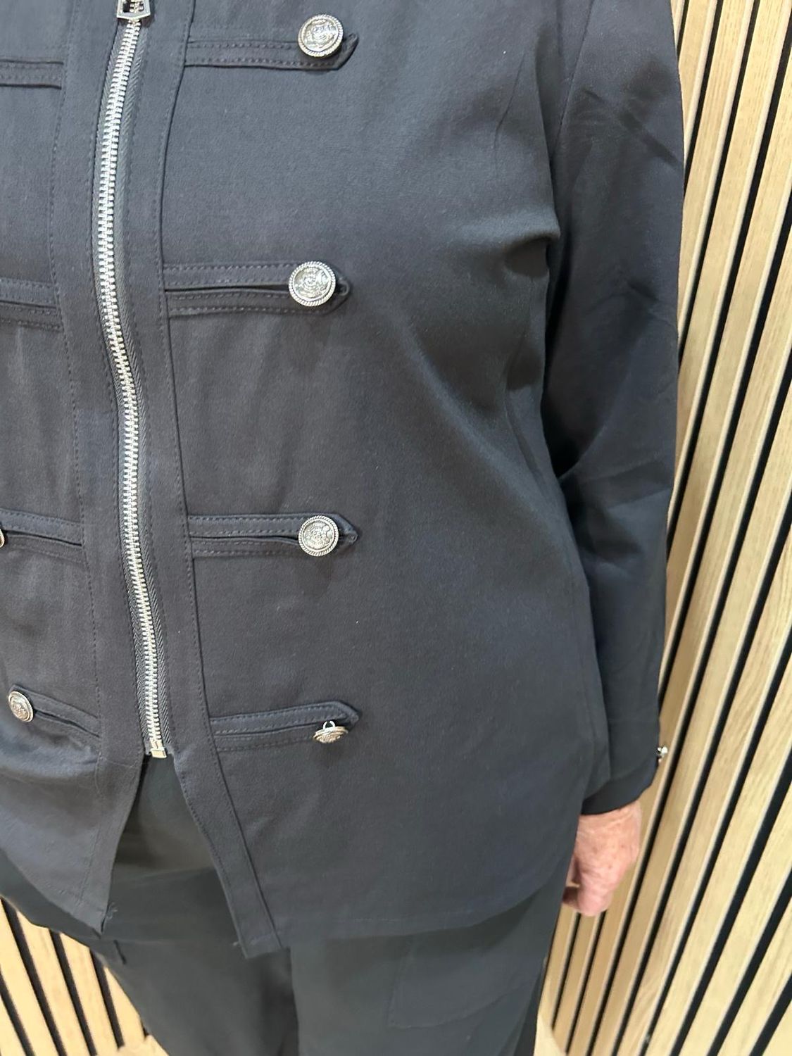 Military Style Stretch Jacket - Black