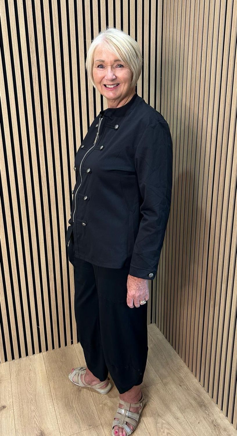 Military Style Stretch Jacket - Black