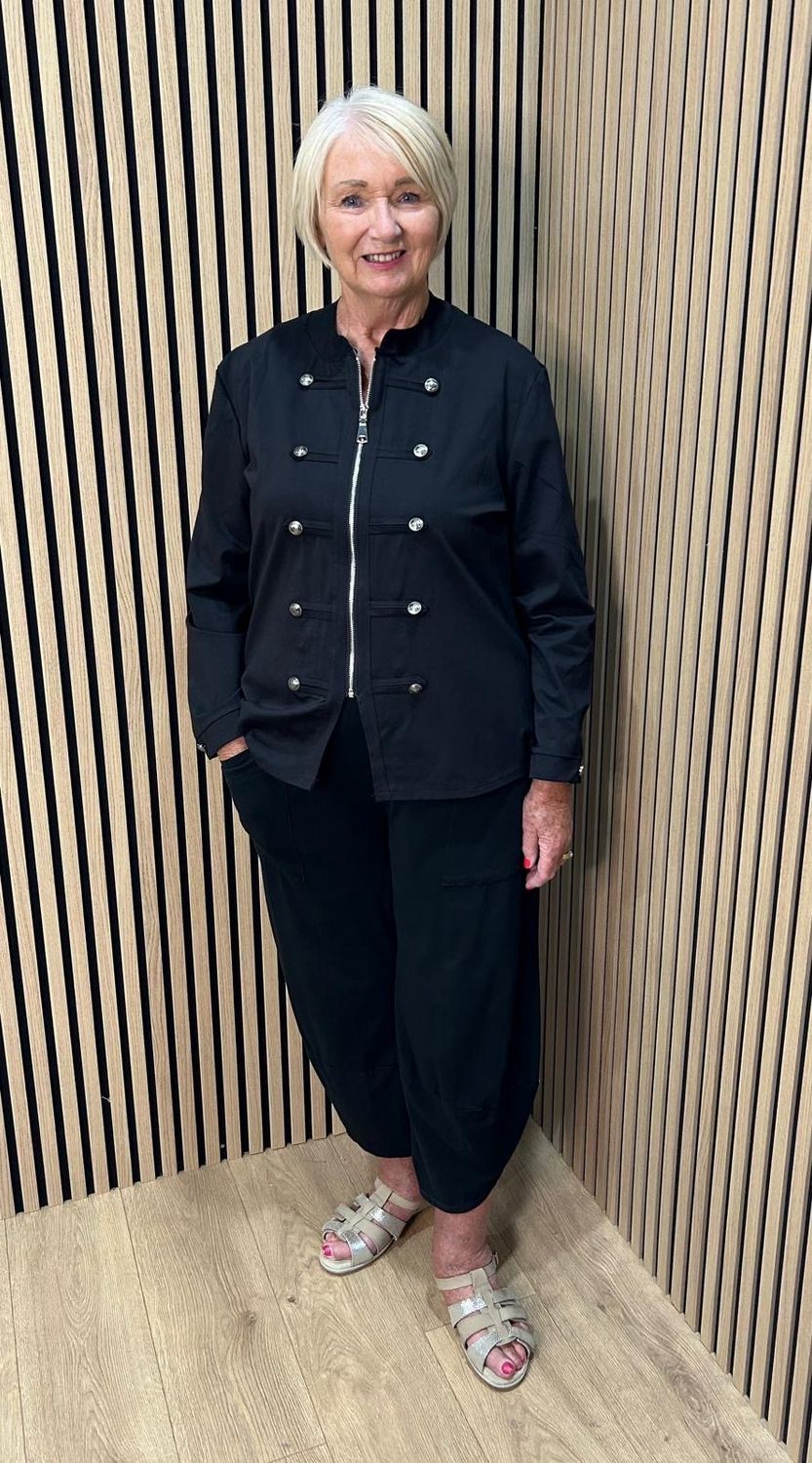 Military Style Stretch Jacket - Black