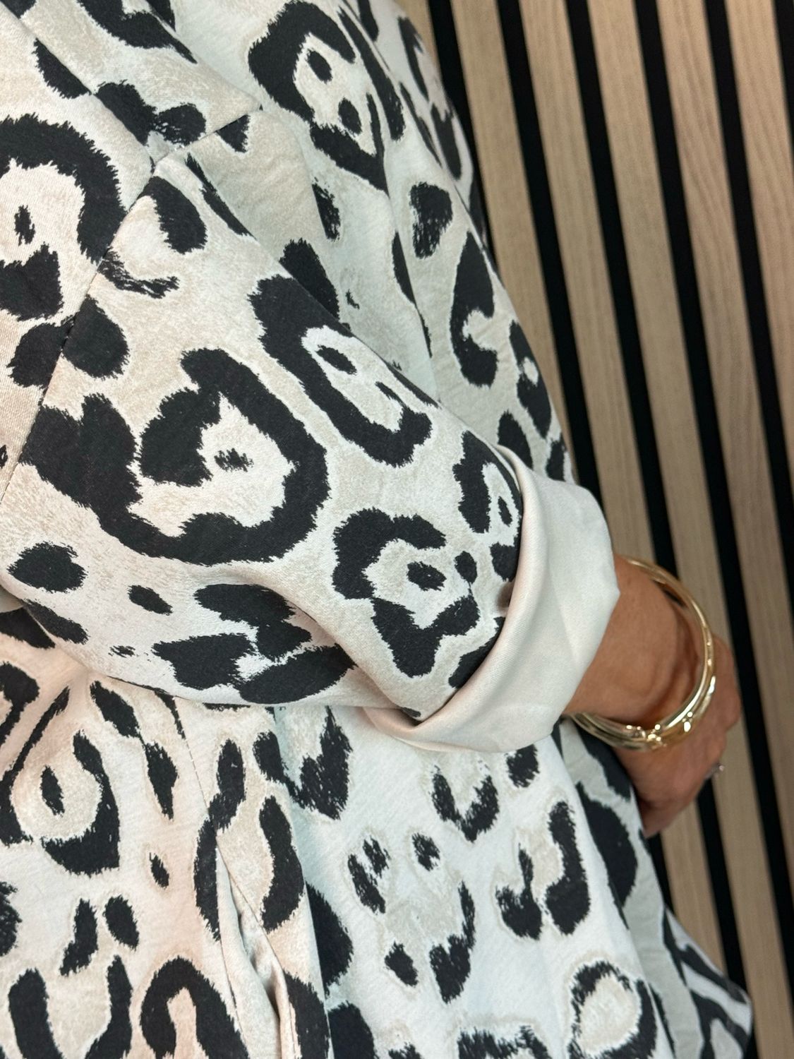 Leopard Print Zip Detail Top - Taupe/Black