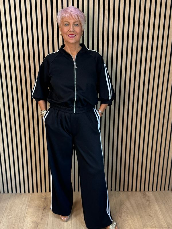 Sporty Stripe Co-Ord Set - Black/White