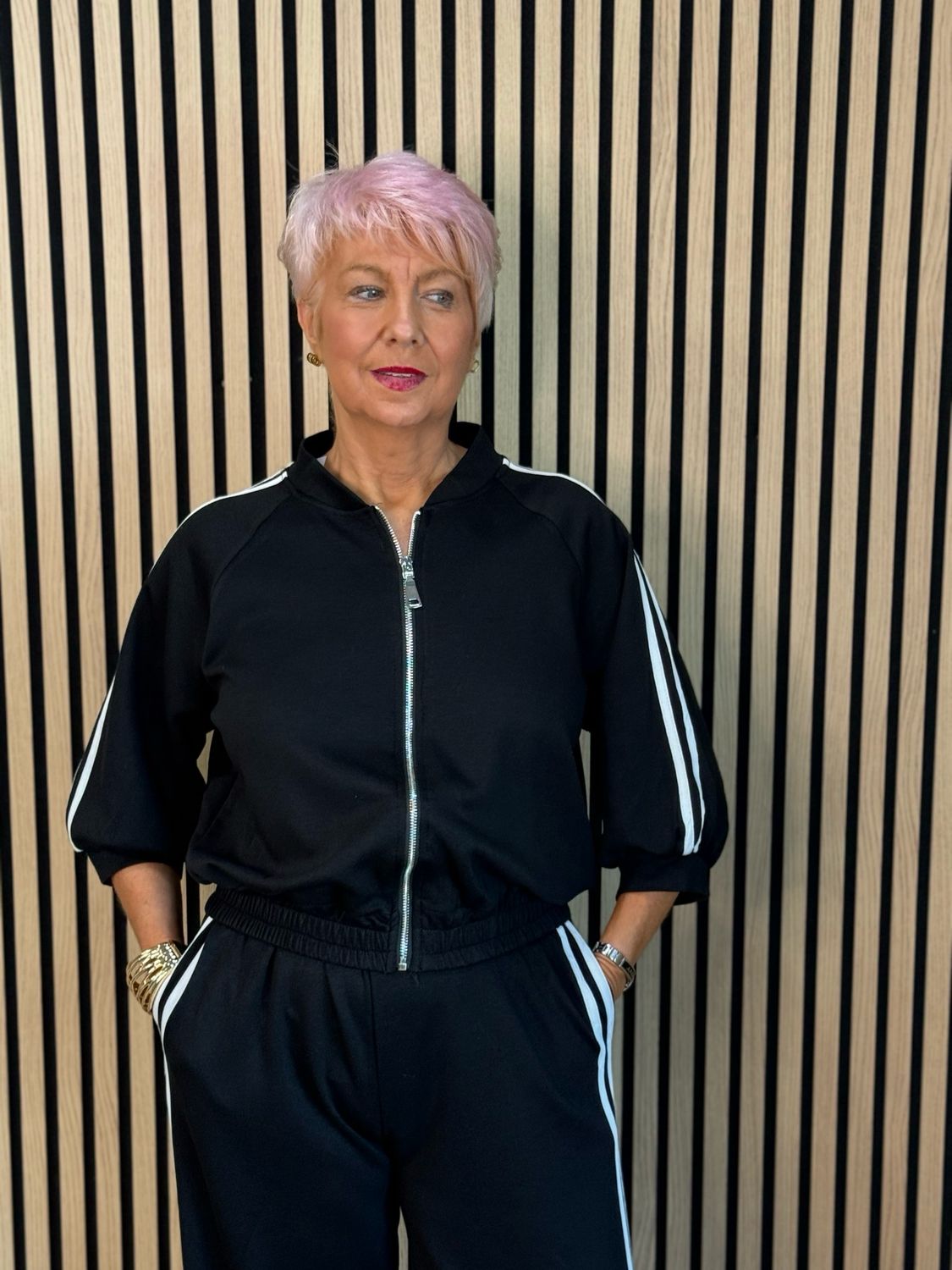 Sporty Stripe Co-Ord Set - Black/White