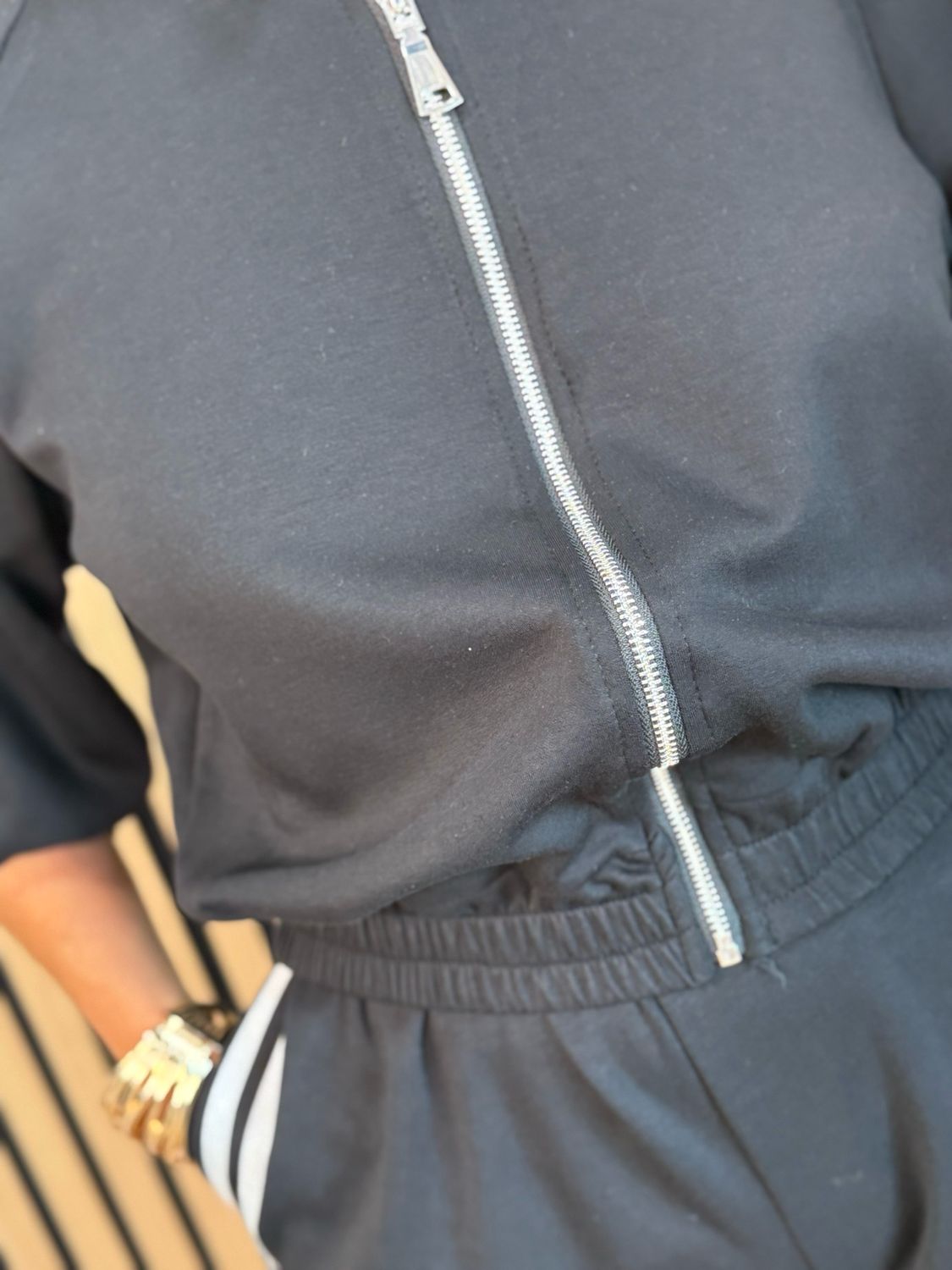 Sporty Stripe Co-Ord Set - Black/White