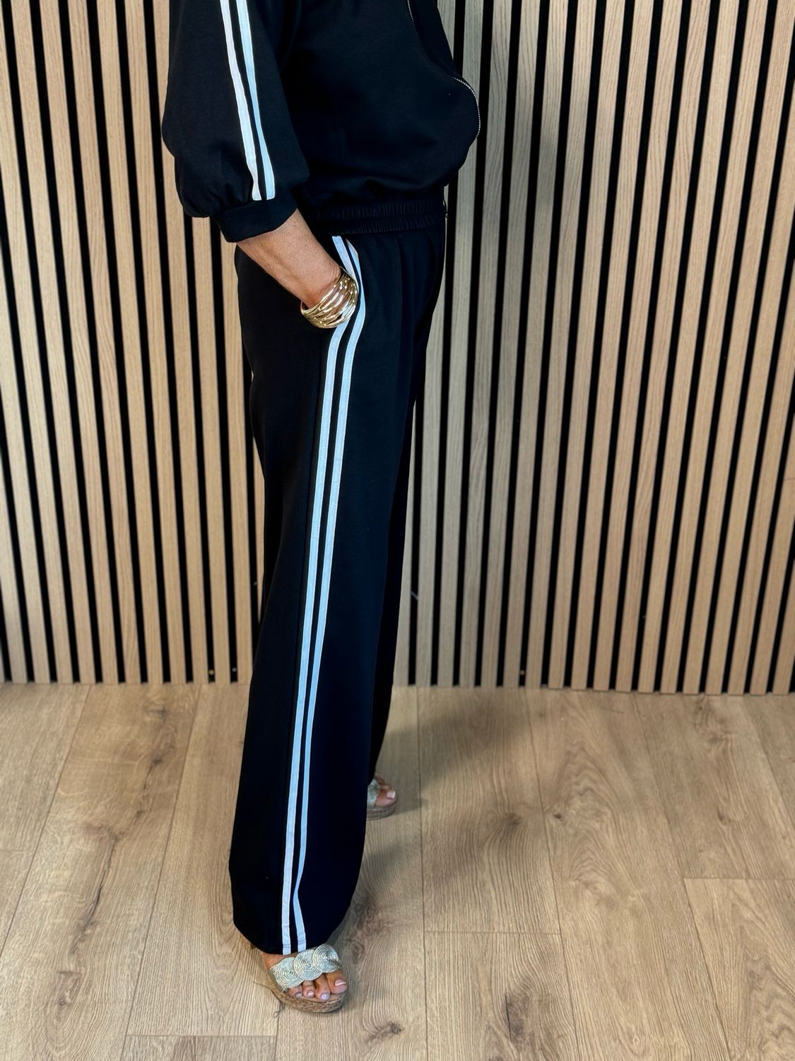 Sporty Stripe Co-Ord Set - Black/White