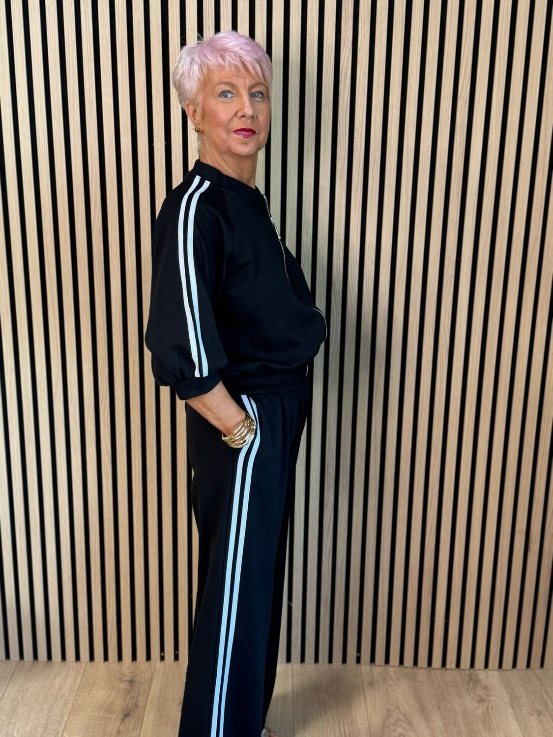 Sporty Stripe Co-Ord Set - Black/White