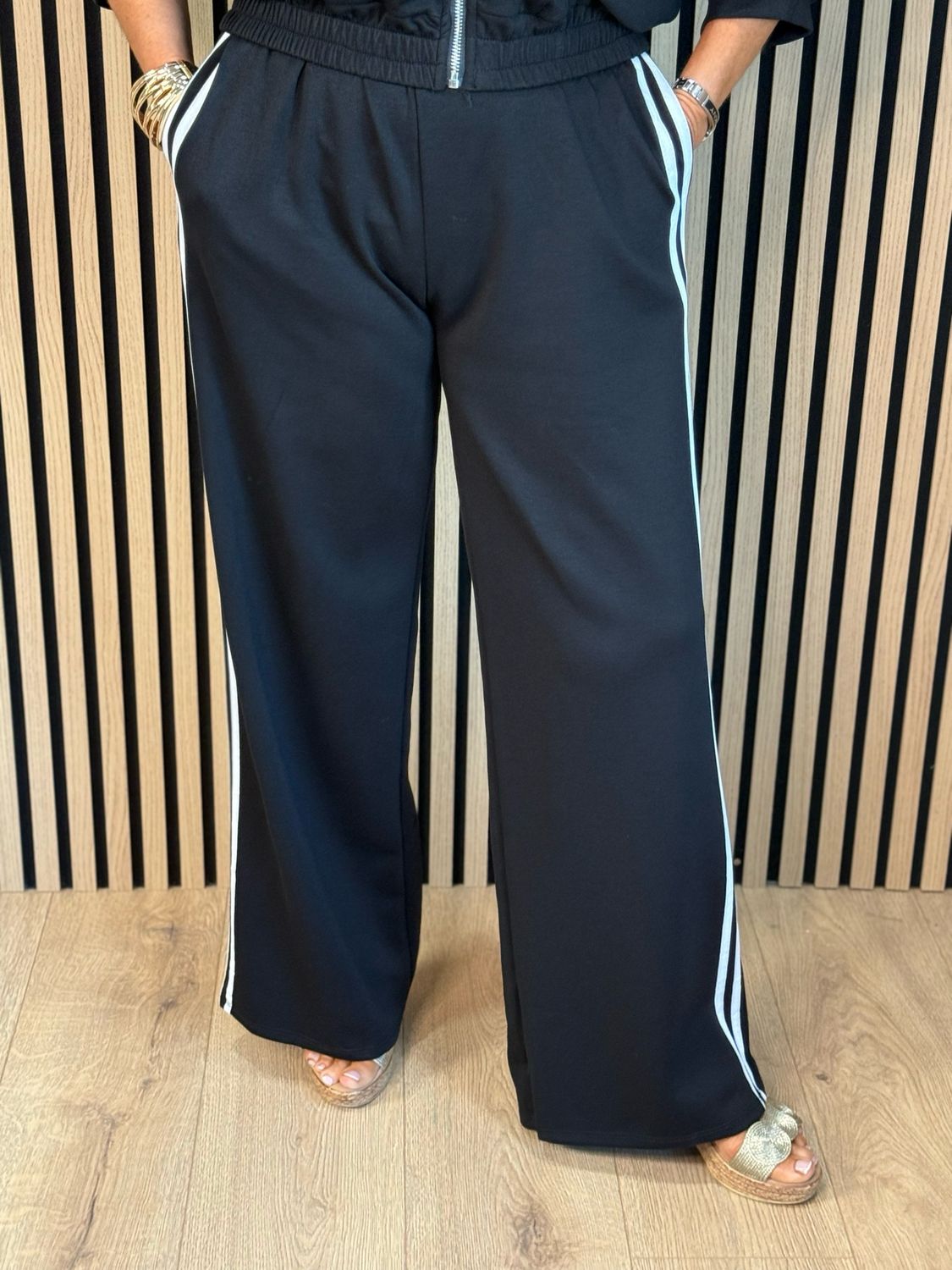 Sporty Stripe Co-Ord Set - Black/White