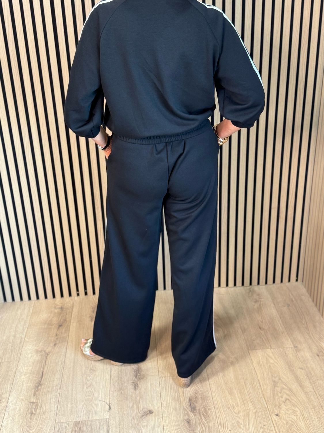 Sporty Stripe Co-Ord Set - Black/White