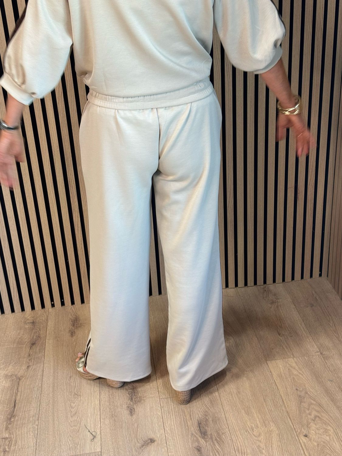 Sporty Stripe Co-Ord Set - Cream/Chocolate