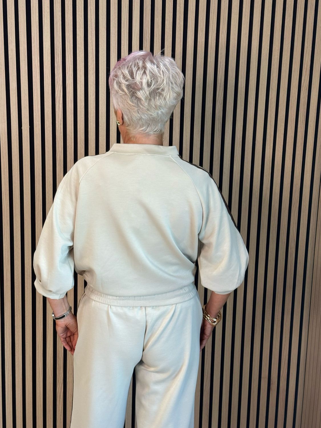 Sporty Stripe Co-Ord Set - Cream/Chocolate