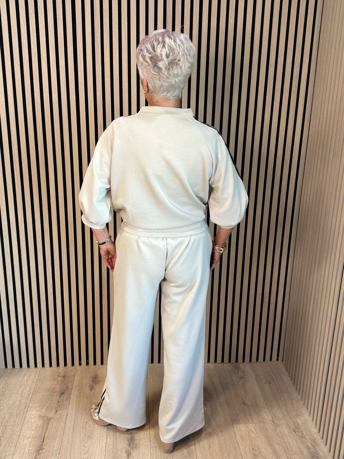 Sporty Stripe Co-Ord Set - Cream/Chocolate