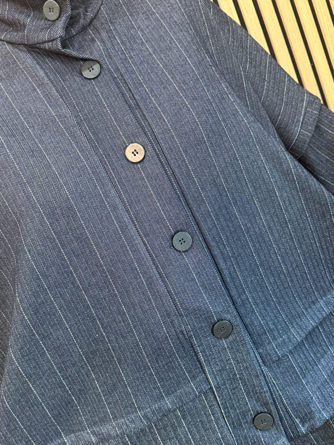 Denim Pinstripe Trouser Suit - Navy