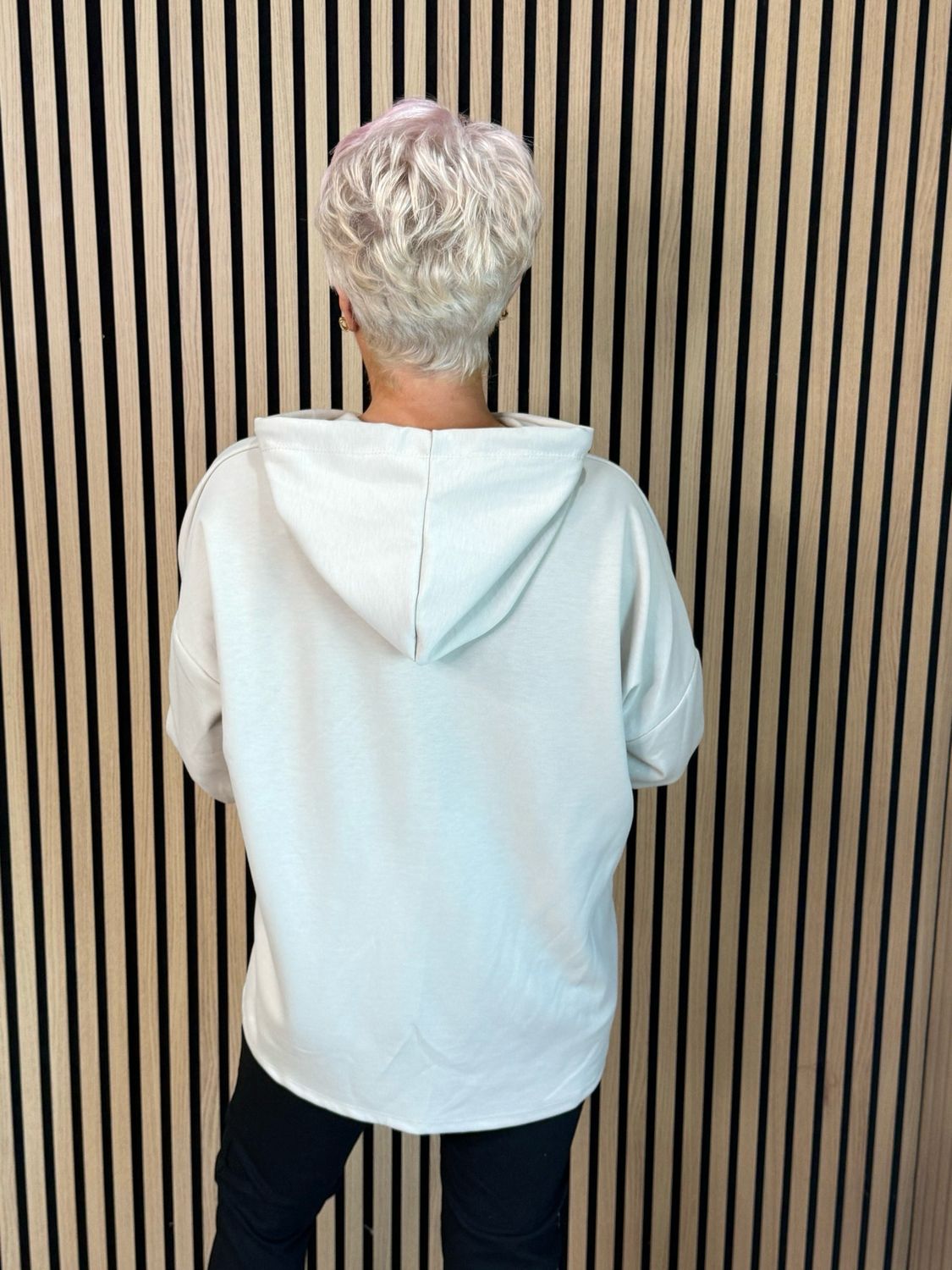 Leopard LOVE embellished Hoodie - Cream