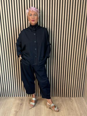 Contemporary Two Piece Balloon Trouser Set - Black