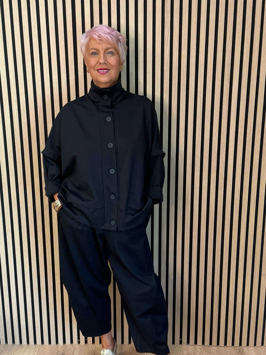 Contemporary Two Piece Balloon Trouser Set - Black