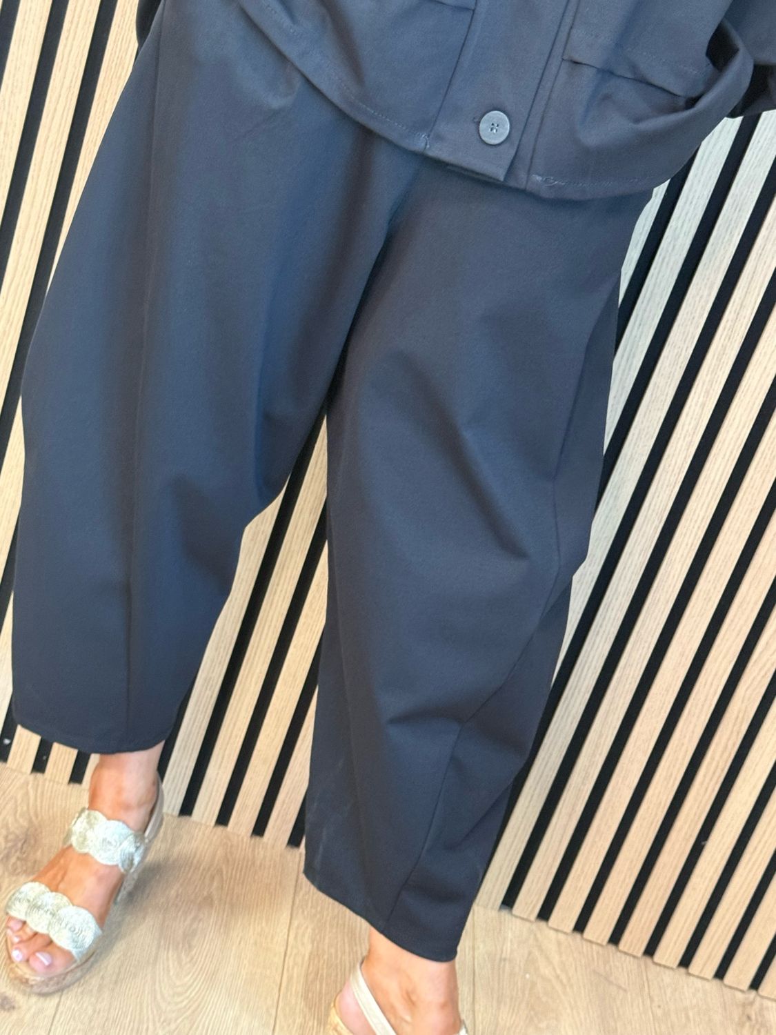 Contemporary Two Piece Balloon Trouser Set - Black