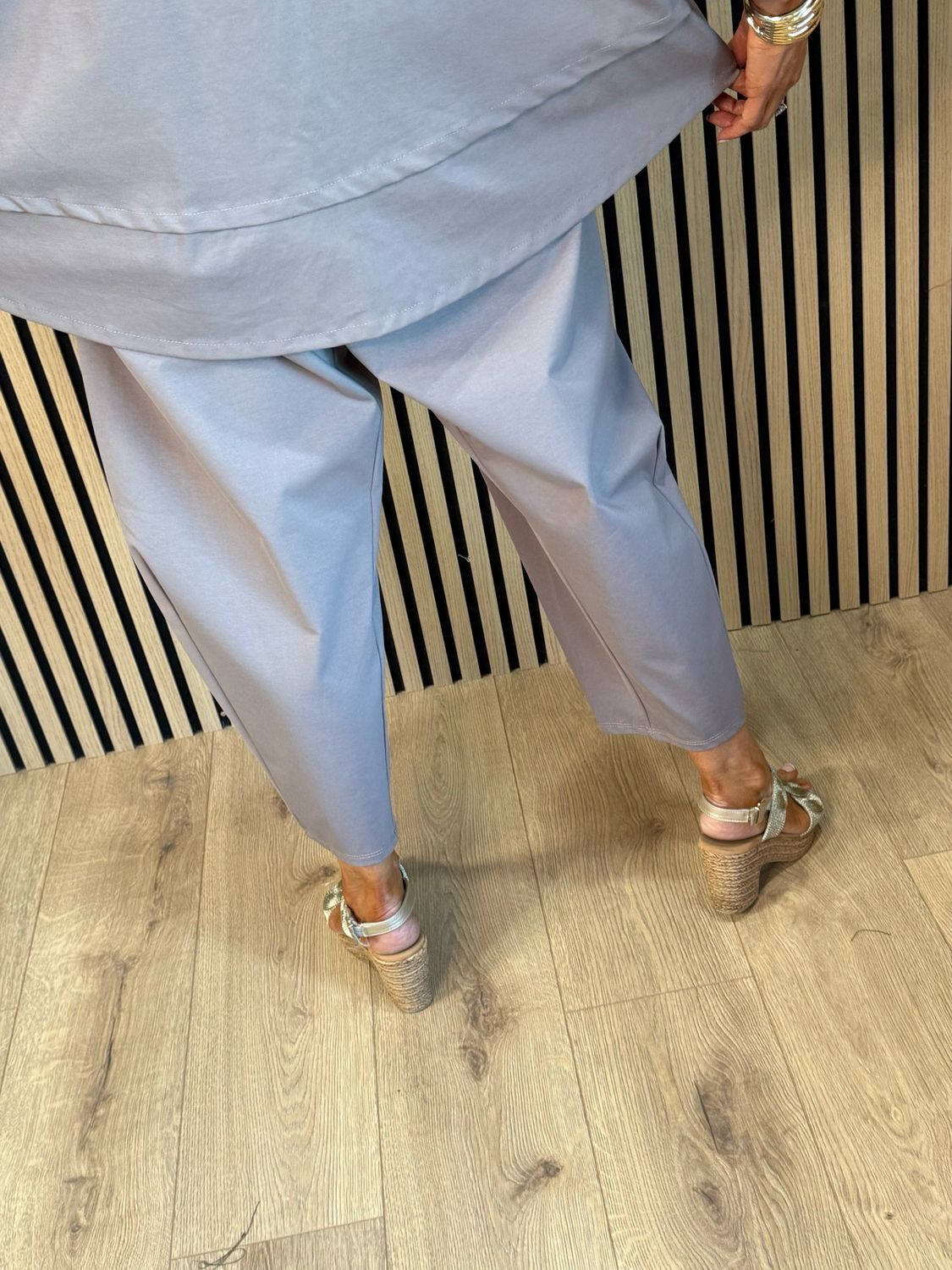 Contemporary Two Piece Balloon Trouser Set- Grey