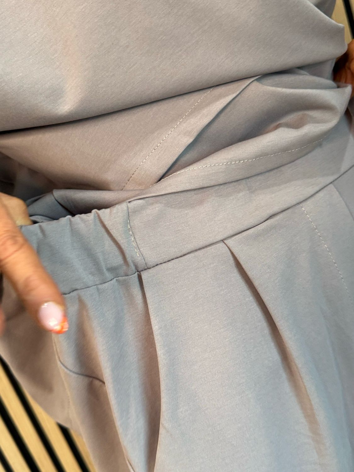 Contemporary Two Piece Balloon Trouser Set- Grey