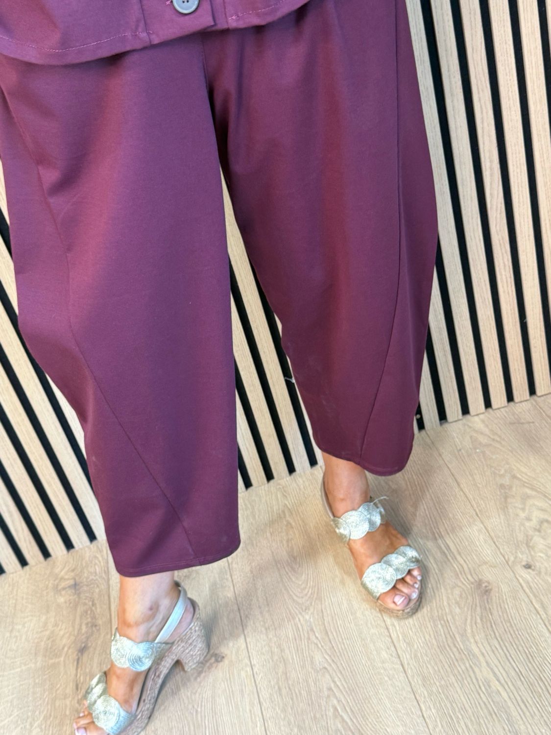 Contemporary Two Piece Balloon Trouser Set - Burgundy