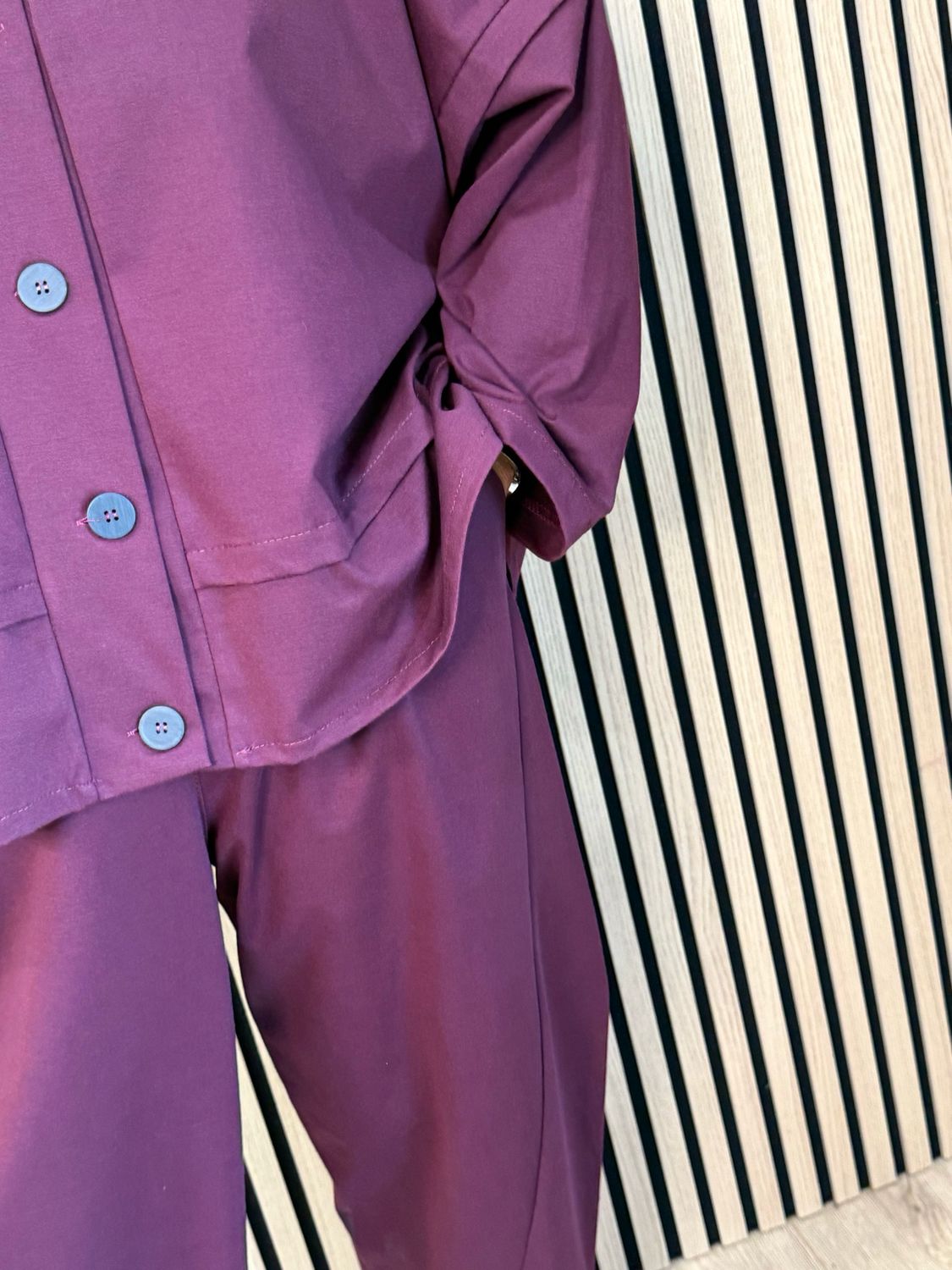 Contemporary Two Piece Balloon Trouser Set - Burgundy