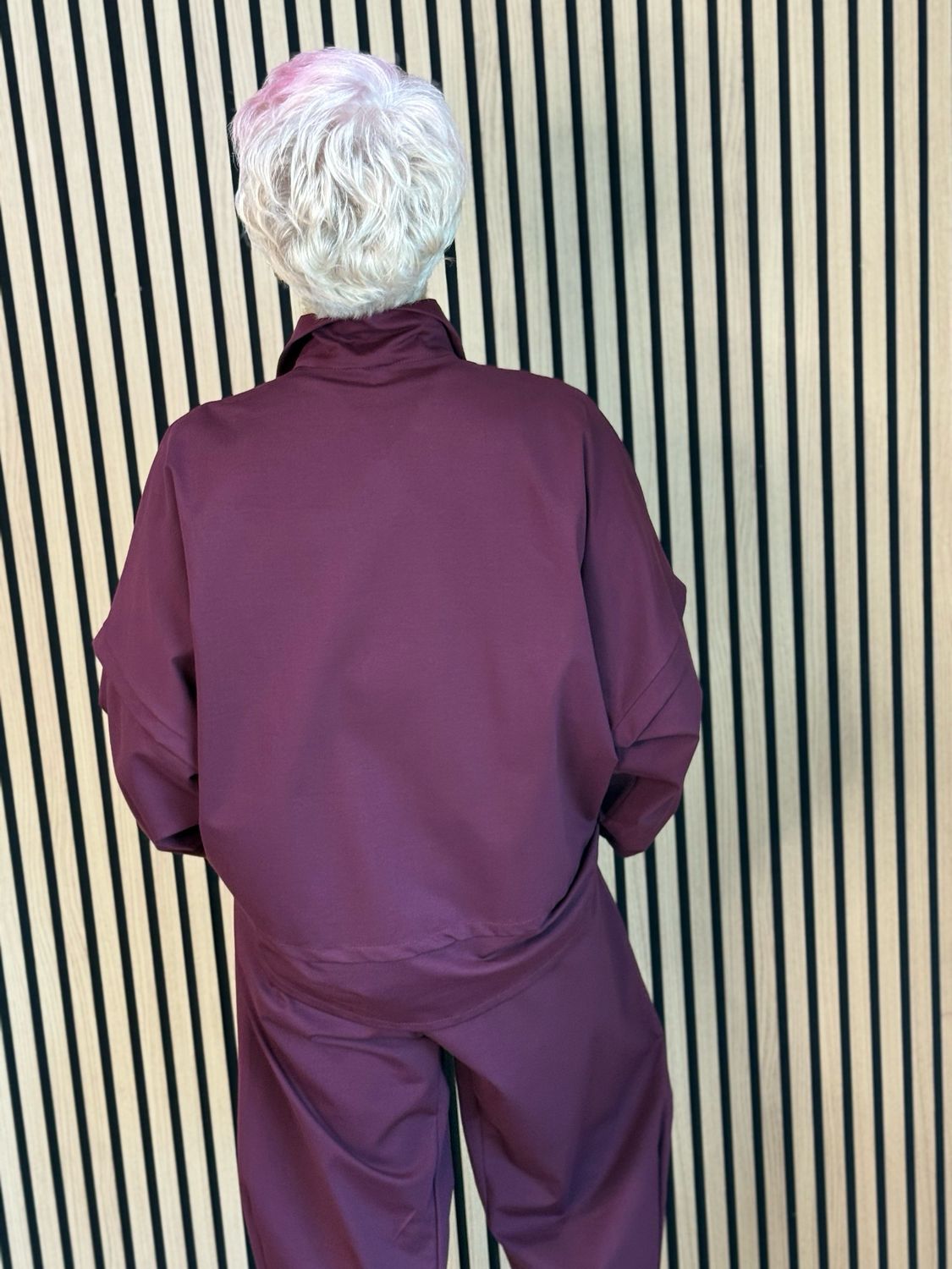 Contemporary Two Piece Balloon Trouser Set - Burgundy