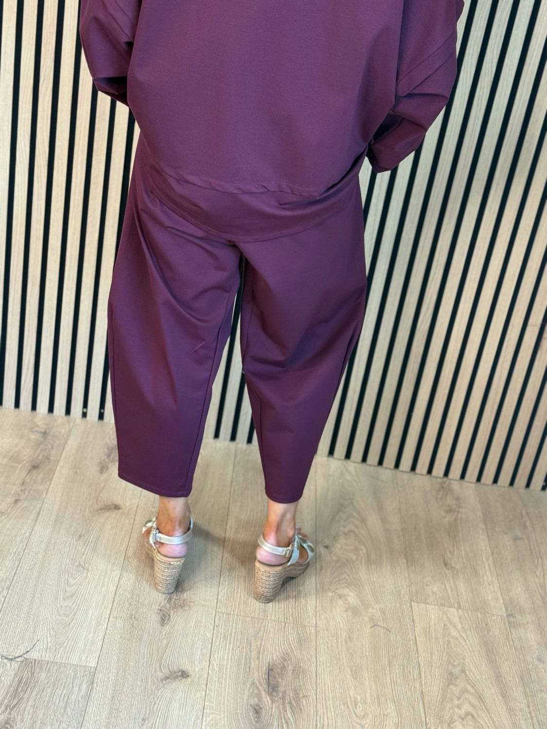 Contemporary Two Piece Balloon Trouser Set - Burgundy
