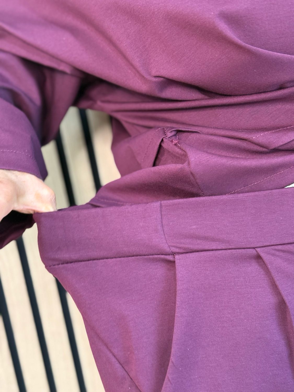 Contemporary Two Piece Balloon Trouser Set - Burgundy