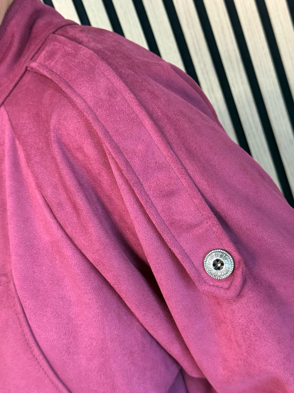 Faux Suede Utility Jacket - Burgundy