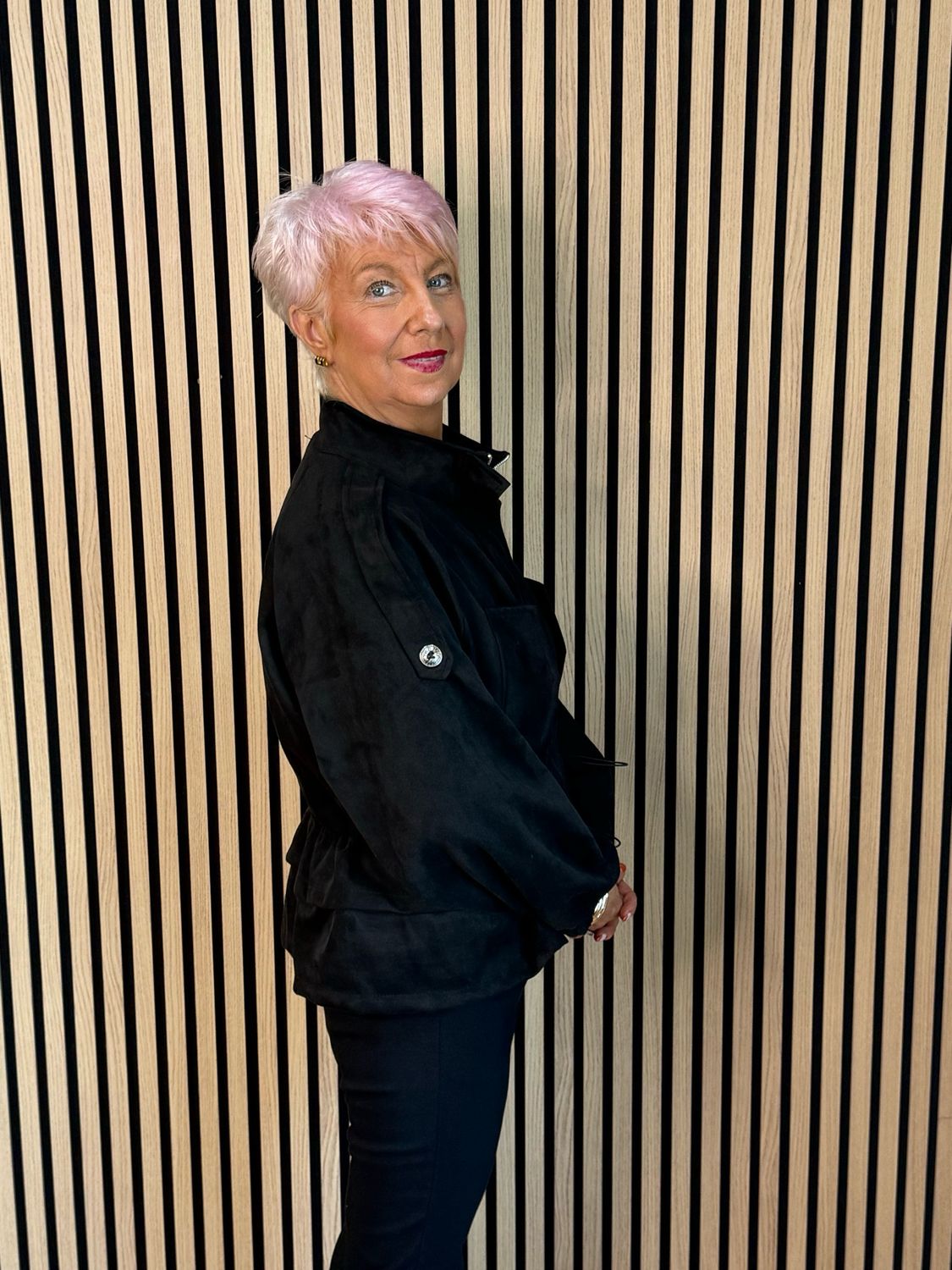 Faux Suede Utility Jacket - Black