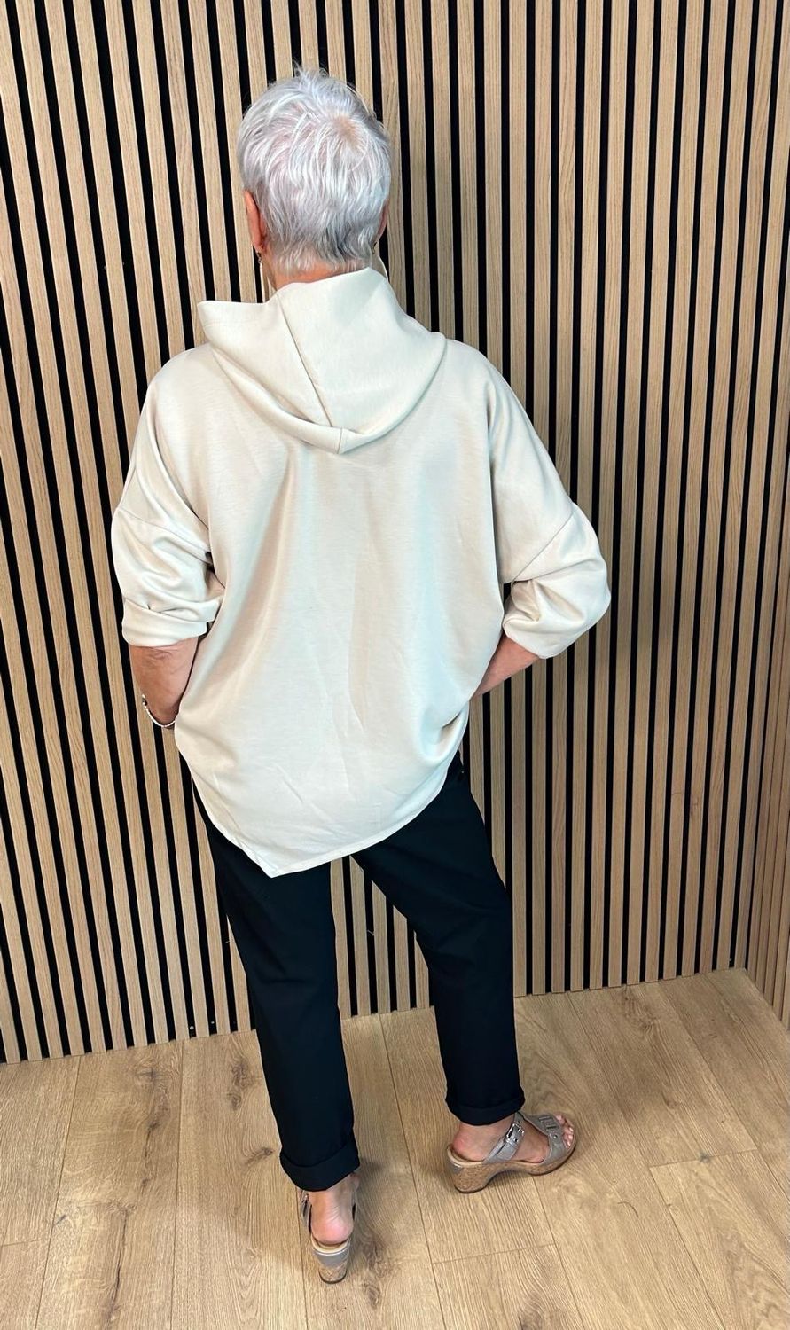 Abstract Face Oversized Hoodie - Cream