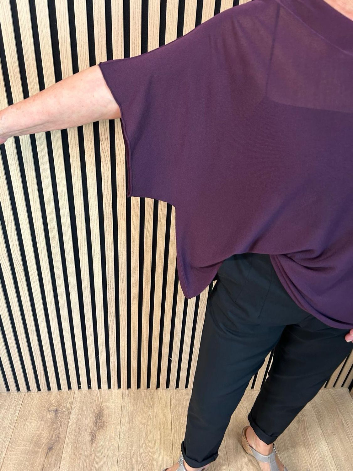 Fine Knit Batwing Top - Plum