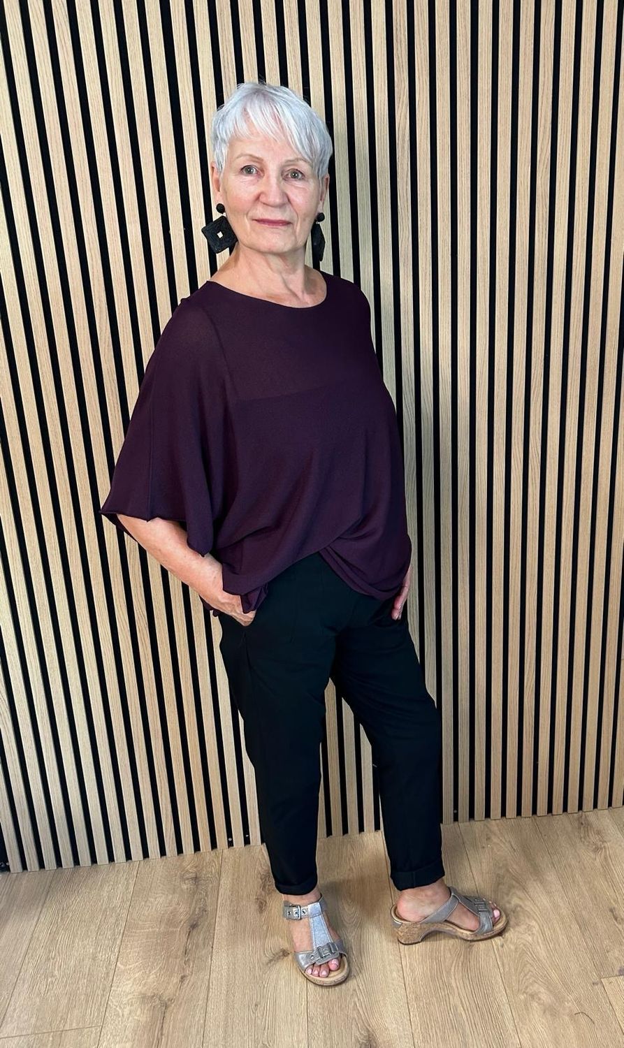 Fine Knit Batwing Top - Plum