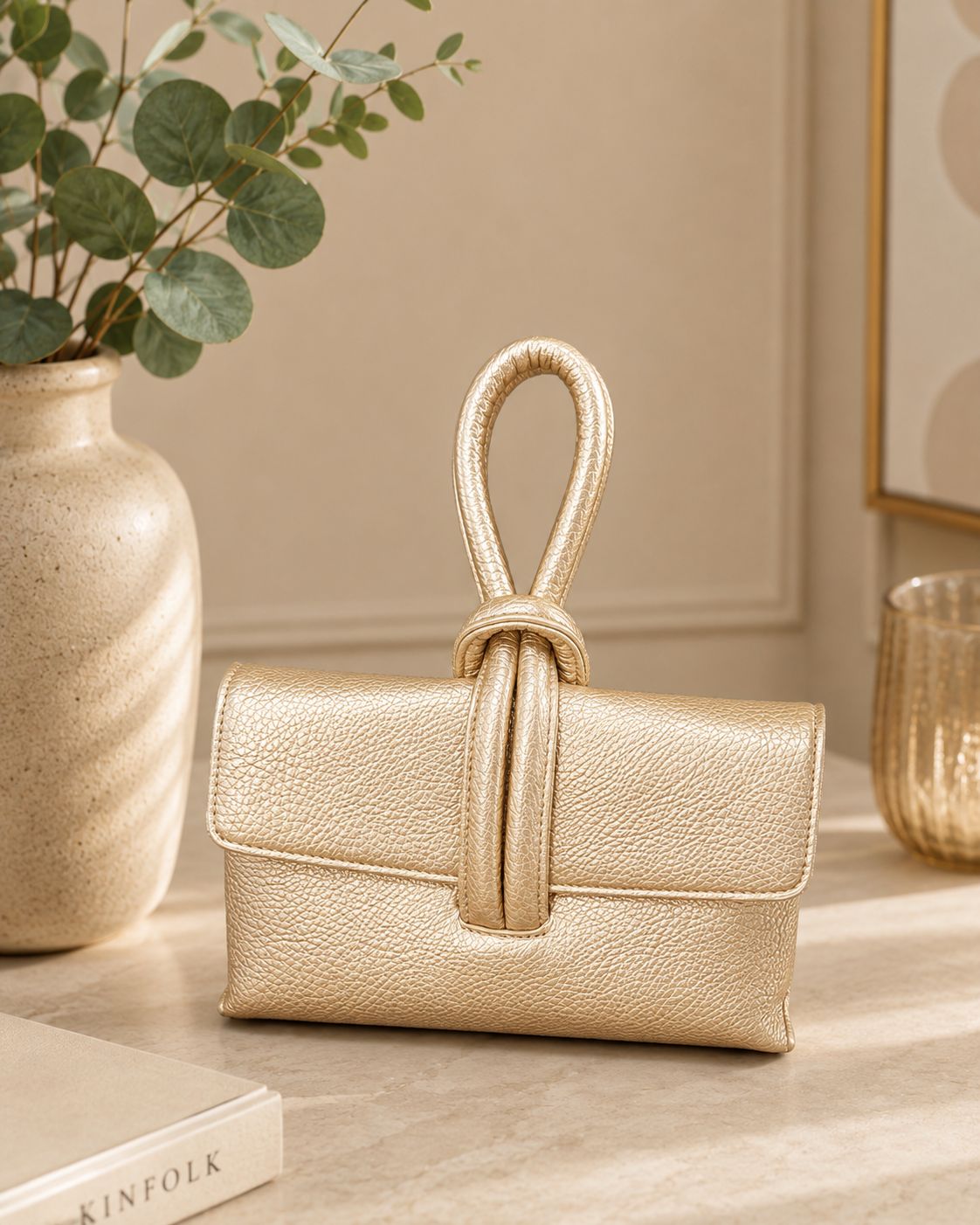 Loop Handle Clutch Bag – Gold