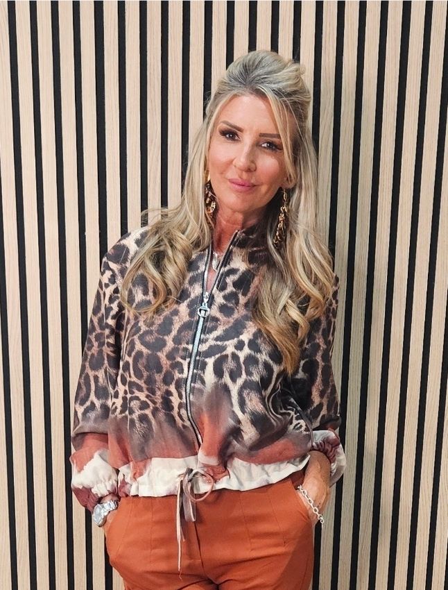 RUST Animal Print Zip-Up Jacket