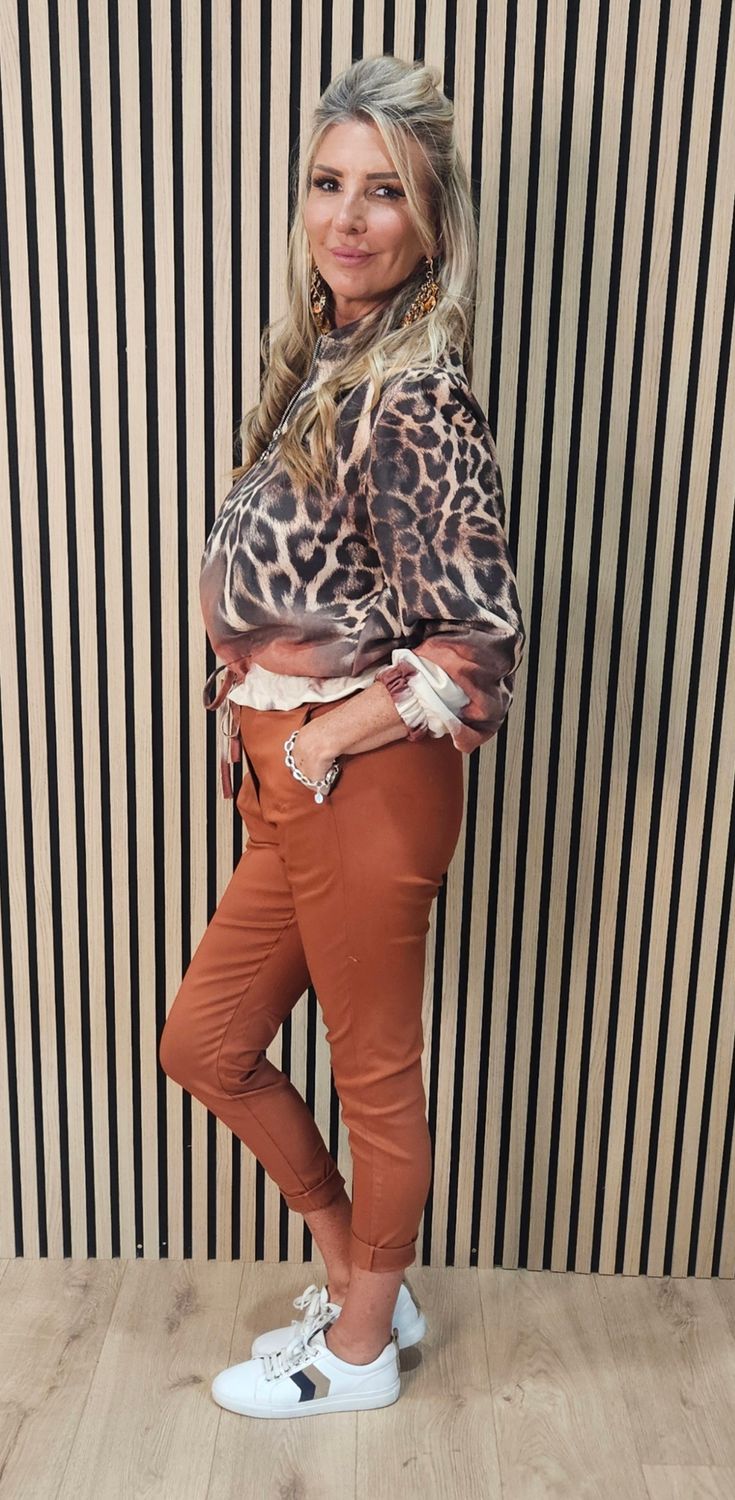 RUST Animal Print Zip-Up Jacket