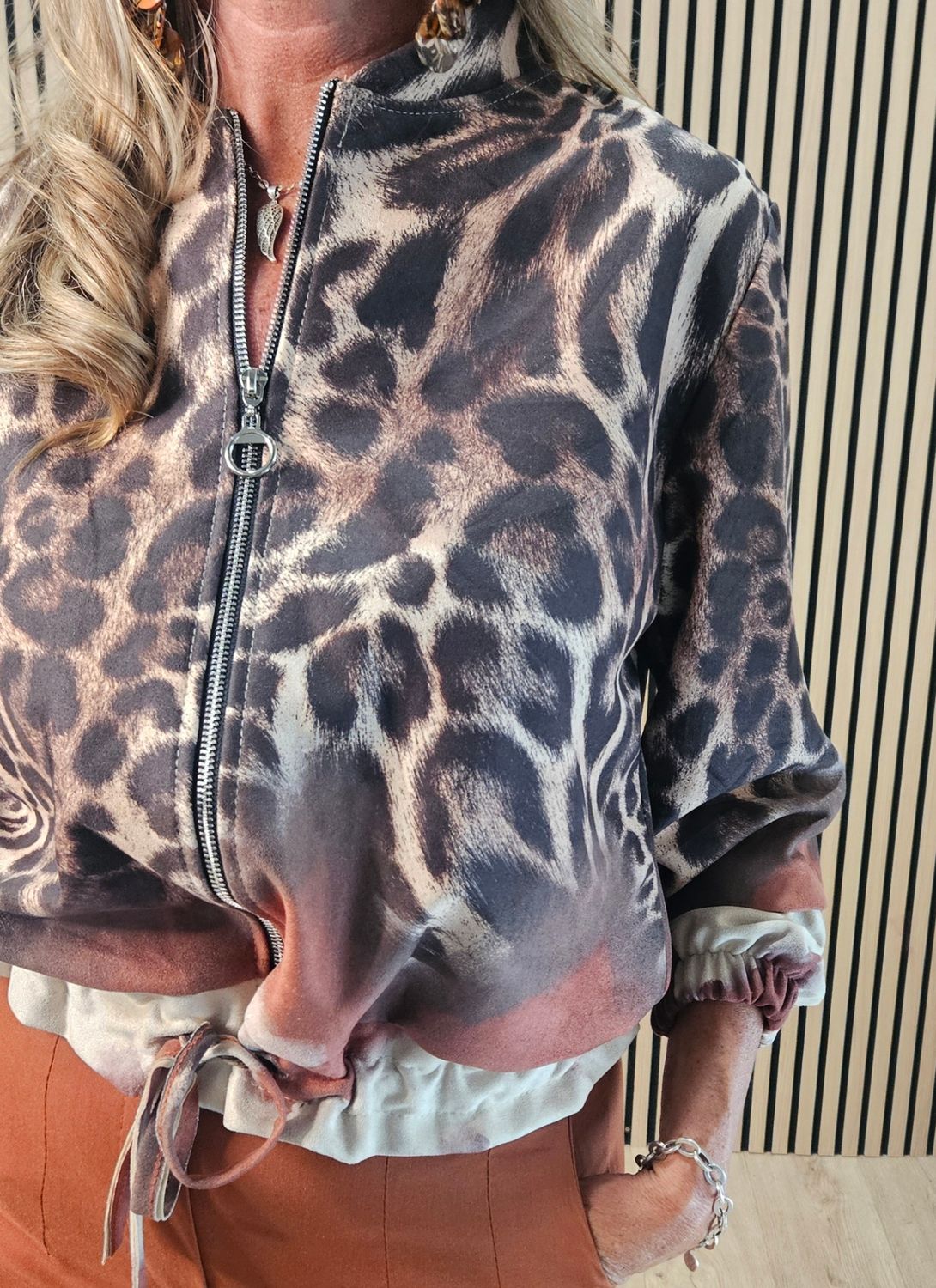 RUST Animal Print Zip-Up Jacket