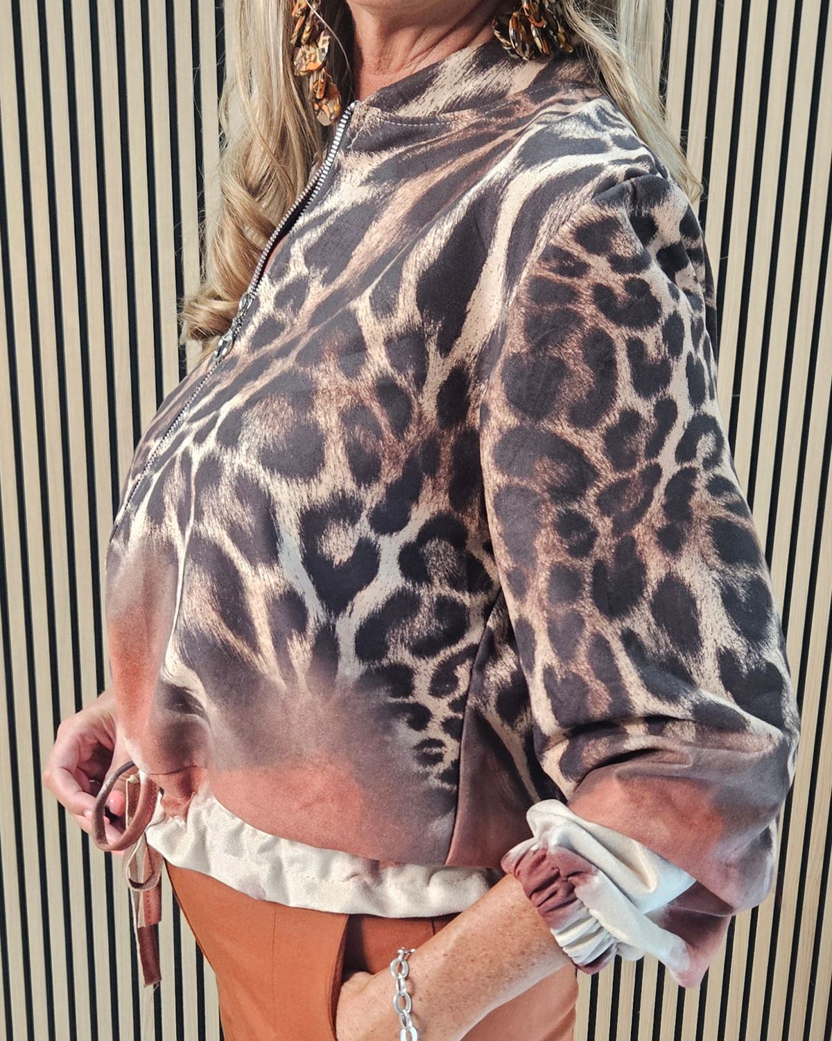RUST Animal Print Zip-Up Jacket