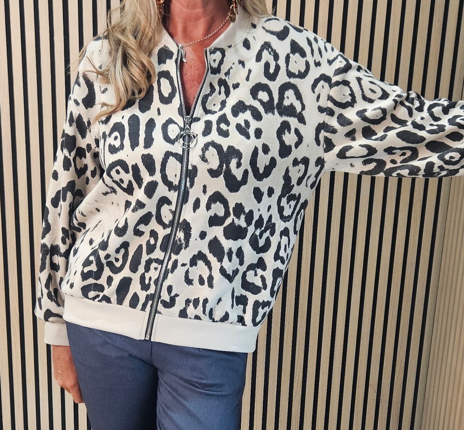 Leopard Print Zip-Up Jacket