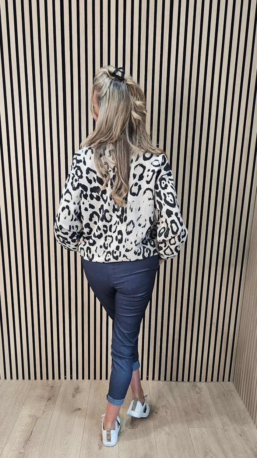 Leopard Print Zip-Up Jacket