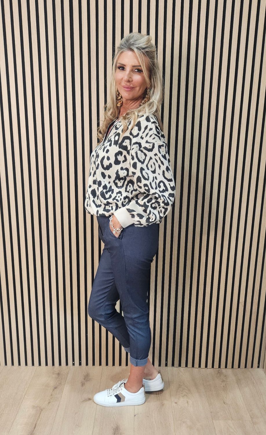 Leopard Print Zip-Up Jacket