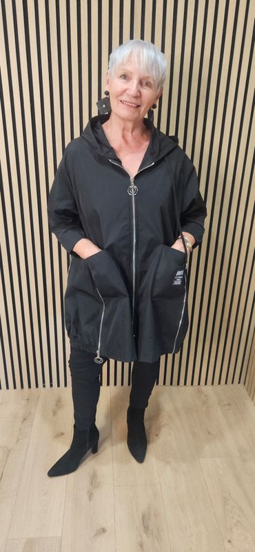 FLY - Hooded Zip Detail Coat – Black
