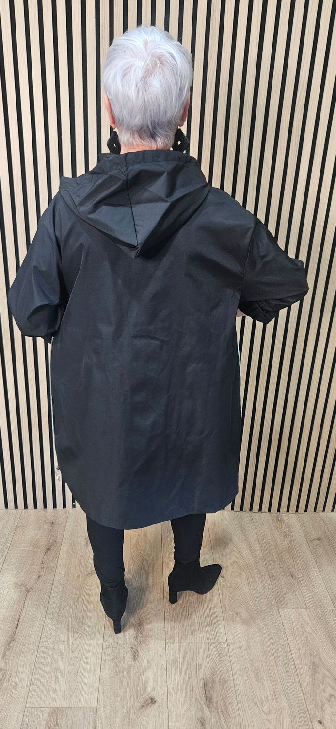 FLY - Hooded Zip Detail Coat – Black